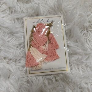 Ettika Blush and Cream Tassel Earrings- BRAND NEW